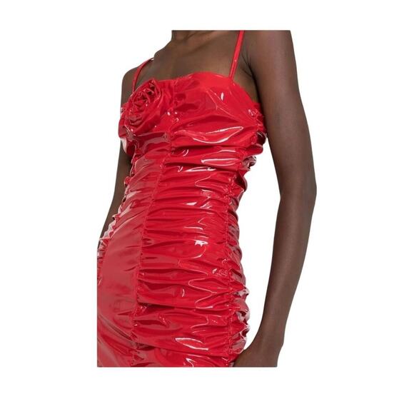 Bluemarine lipstick red bandage vinyl mini rushed dress size 42 small medium - Picture 6 of 16